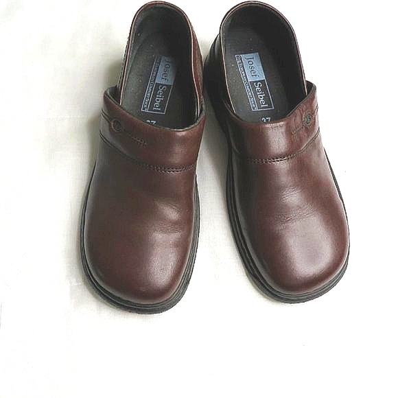 Josef Seibel Shoes - Women's Josef Seibel Brown Slip On Leather Mules Size 6 US  37 Euro